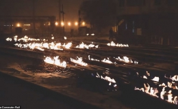 Mỹ: Lạnh tới mức phải nổi lửa đốt đường ray