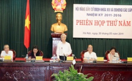 Tổng Bí thư, Chủ tịch Quốc hội Nguyễn Phú Trọng chủ trì phiên họp thứ năm của Hội đồng bầu cử