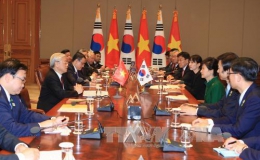 Tổng Bí thư Nguyễn Phú Trọng hội đàm với Tổng thống Park Geun Hye