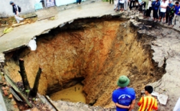 Sụt lún đất bất ngờ ở Thanh Hóa