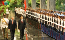 Chủ tịch nước Trương Tấn Sang hội đàm với Chủ tịch Cuba