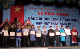 Rạp hát Thầy  Năm Tú đón nhận danh hiệu di tích văn hóa cấp tỉnh