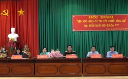 Ứng cử viên đại biểu Quốc hội đơn vị bầu cử số 3 tiếp xúc cử tri thị trấn Vĩnh Bình và các cơ quan, tôn giáo, lực lượng vũ trang huyện Gò Công Tây