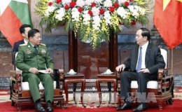 Chủ tịch nước Trần Đại Quang tiếp Thống tướng Myanmar Min Aung Hlaing