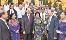 Chủ tịch nước Trần Đại Quang gặp mặt đoàn cựu cán bộ Điệp báo An ninh T4