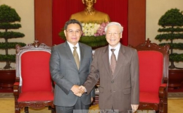 Tổng Bí thư tiếp Đoàn Ủy ban Trung ương Mặt trận Lào Xây dựng đất nước