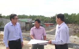 Chủ tịch UBND tỉnh Tiền Giang kiểm tra tiến độ công trình Cống Vàm Kênh