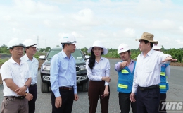 Chủ tịch UBND tỉnh Tiền Giang kiểm tra tiến độ thi công cao tốc Trung Lương – Mỹ Thuận