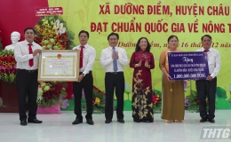 Xã Dưỡng Điềm, huyện Châu Thành đón nhận danh hiệu xã nông thôn mới