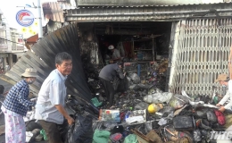 Cháy cửa hàng phụ tùng xe máy Chợ Vĩnh Bình, Gò Công Tây
