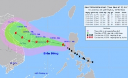 Tâm bão Conson cách quần đảo Hoàng Sa khoảng 780km về phía Đông Đông Nam