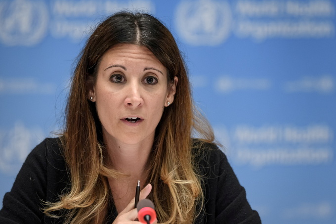 FILE PHOTO: WHO Technical lead head COVID-19 Maria Van Kerkhove attends a news conference in Geneva